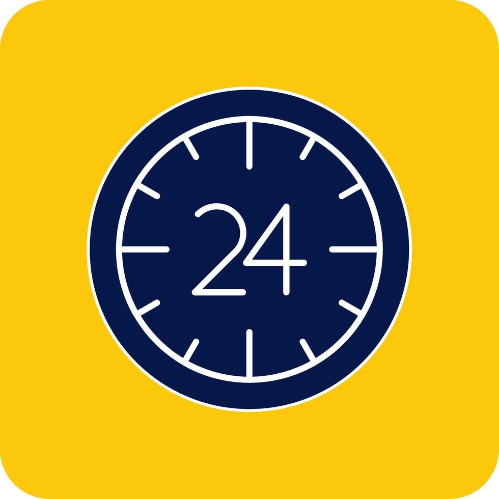 24 Hours Glyph Square Two Color Icon vector