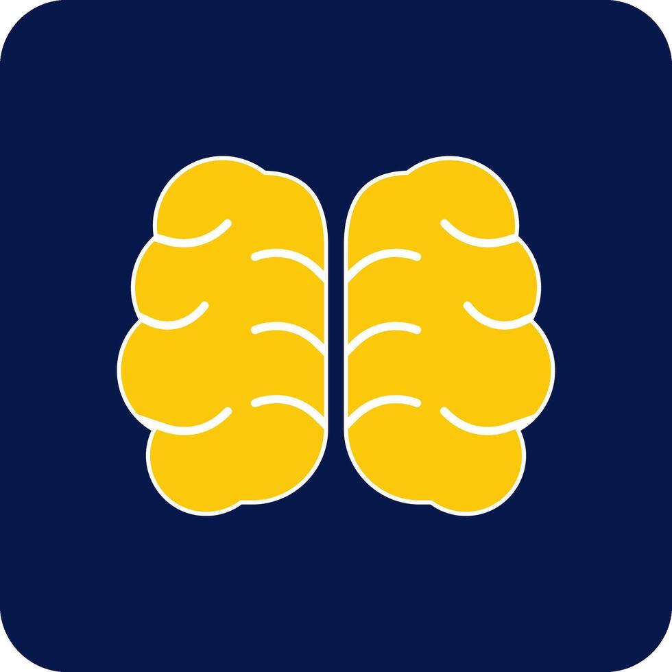 brain Glyph Square Two Color Icon vector