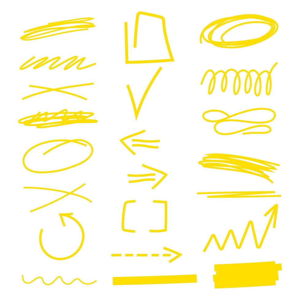 Brush highlight yellow vector collection of bruches set vector