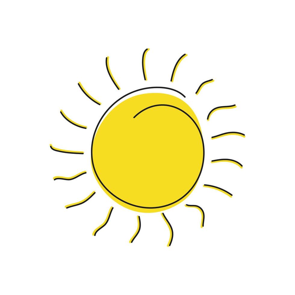 Sun doodle vector yellow sign hand mark vector