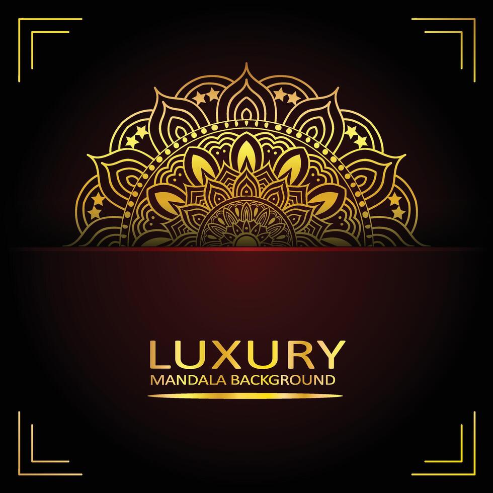 Free luxury golden mandala design for wedding invitation vector