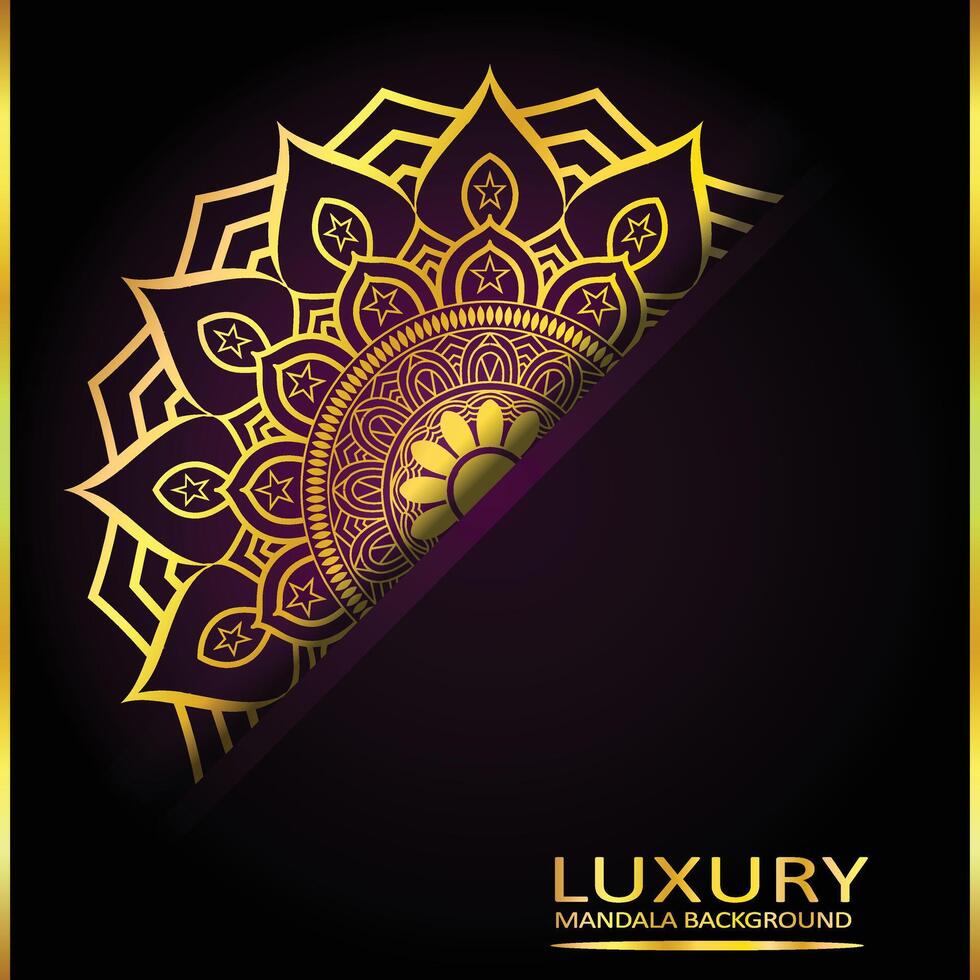 Free luxury golden mandala design for wedding invitation vector