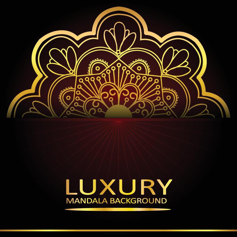 Free luxury golden mandala design for wedding invitation vector