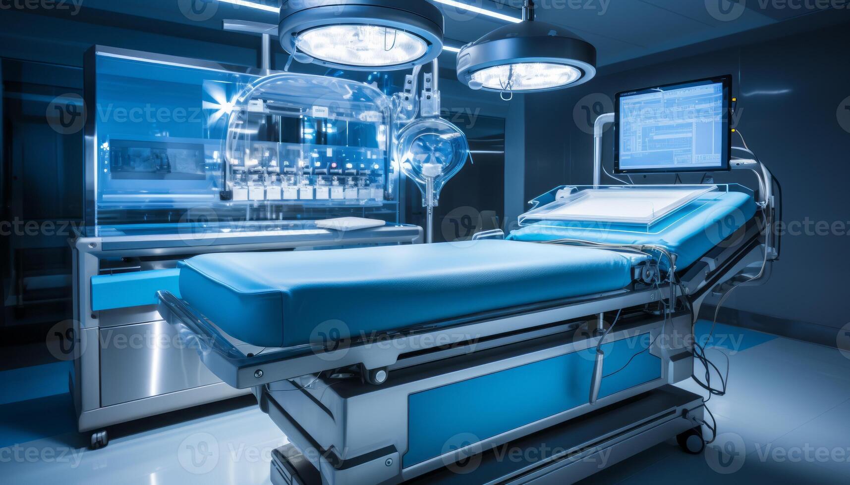 AI generated Cutting edge medical equipment and advanced devices in a state of the art operating room photo