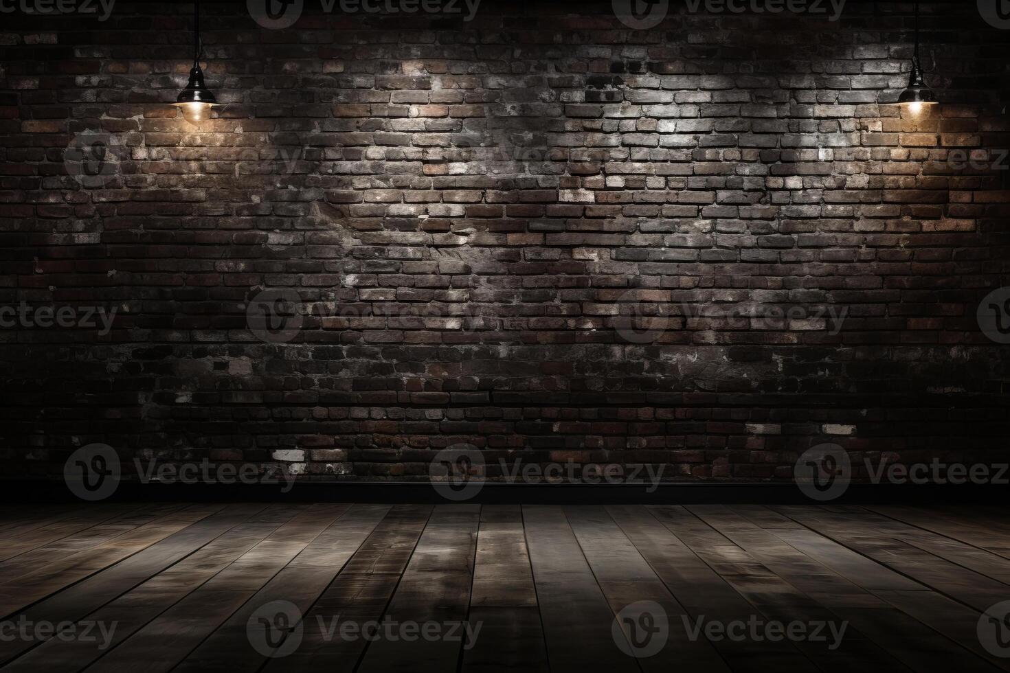 AI generated Abstract black brick wall texture on dark background for design projects and creative concepts photo