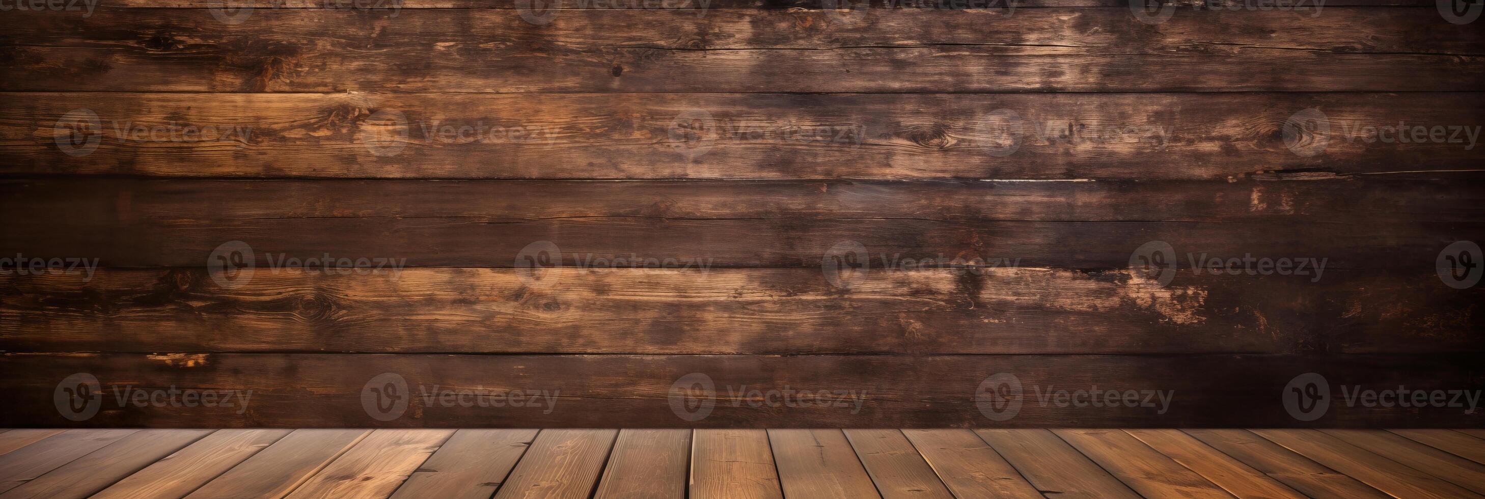 ai generado resistido marrón rústico de madera textura con suave iluminación brillante madera antecedentes foto