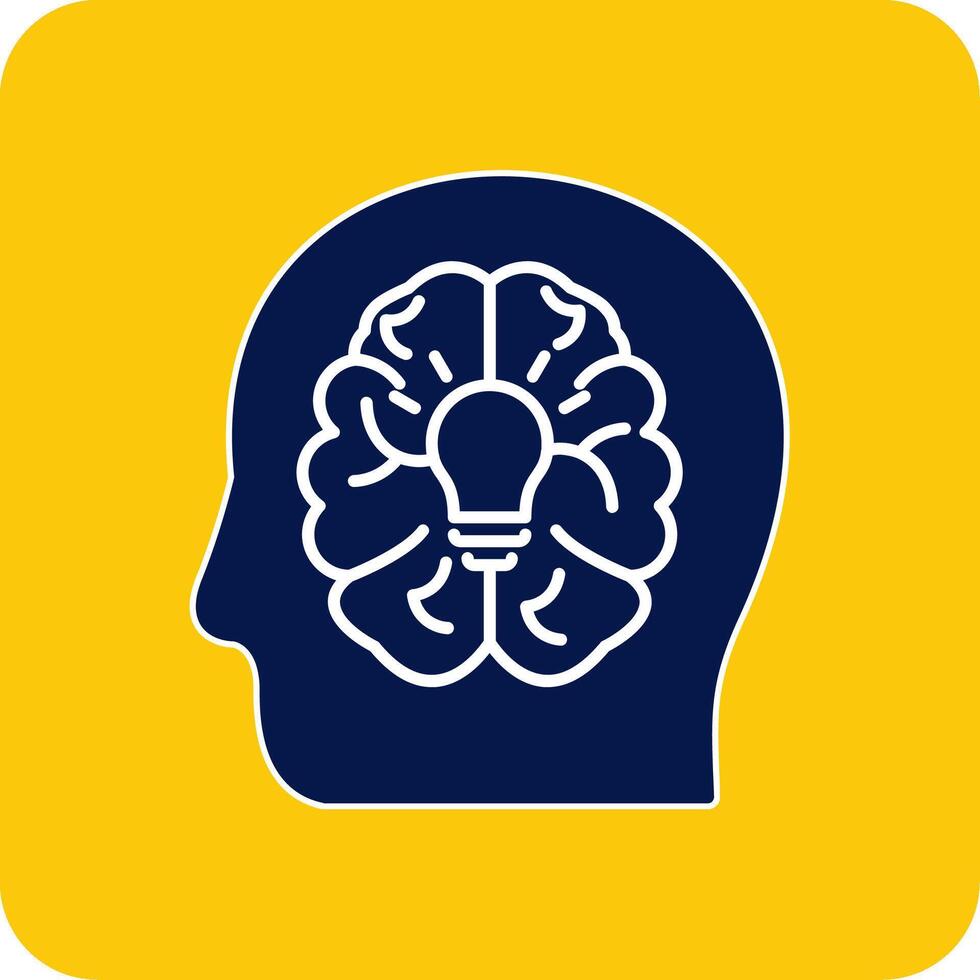 Brain Glyph Square Two Color Icon vector