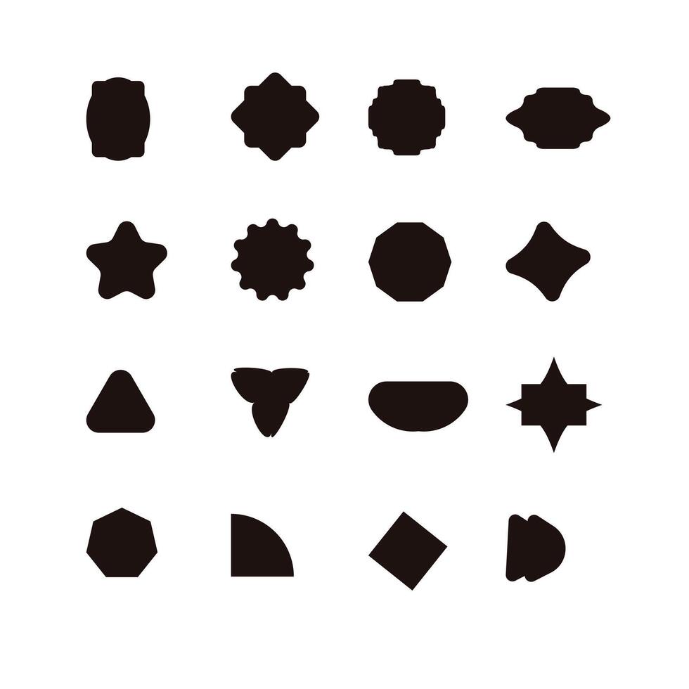Large set of vector black silhouette frames or cartouches for badges in rounded ornaments decoration.