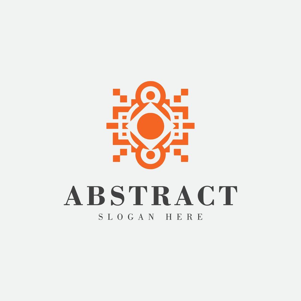 abstract logo design with an orange box shape vector