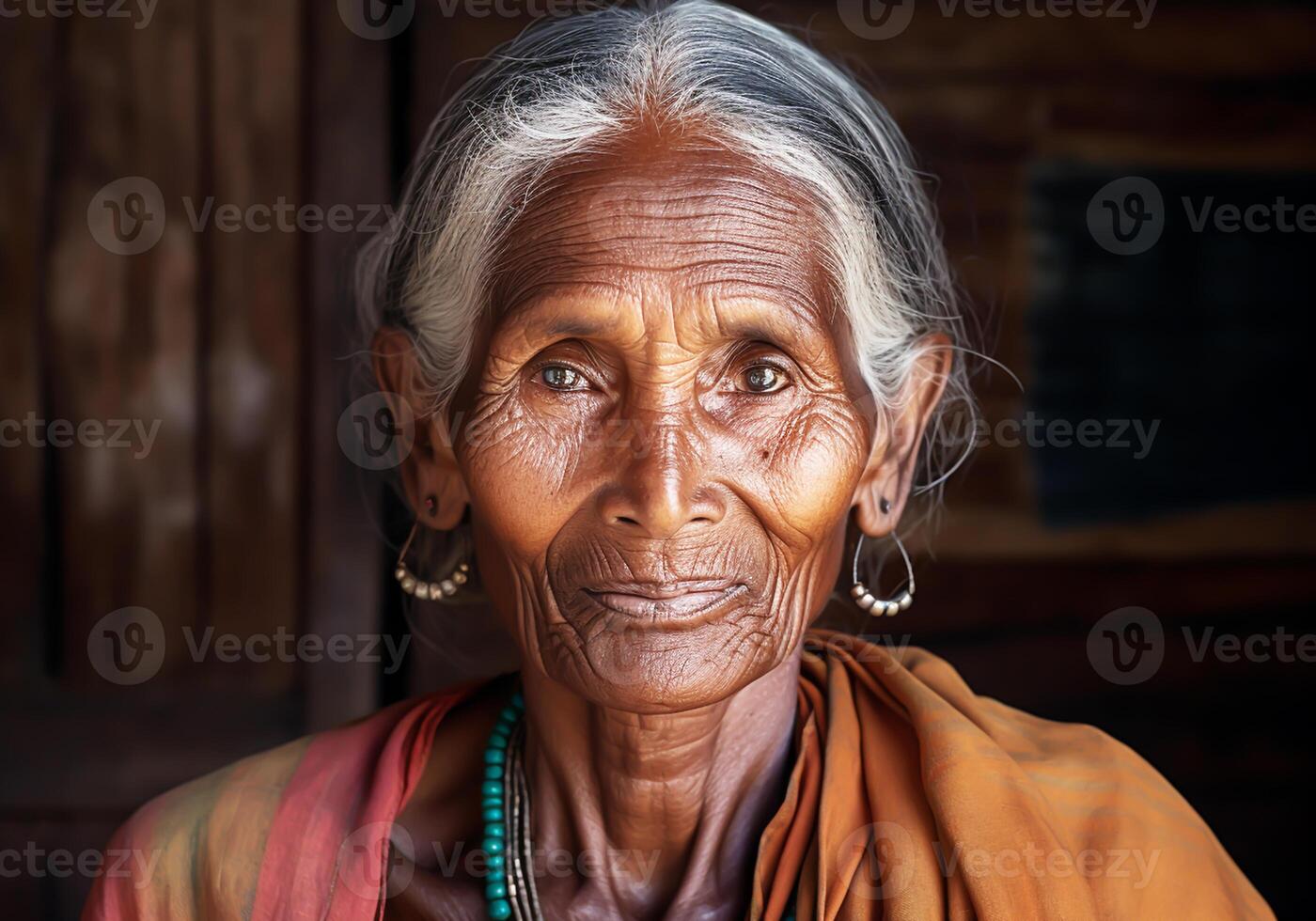 AI generated Elderly Indian woman. Woman's Day. Tradition and culture. photo