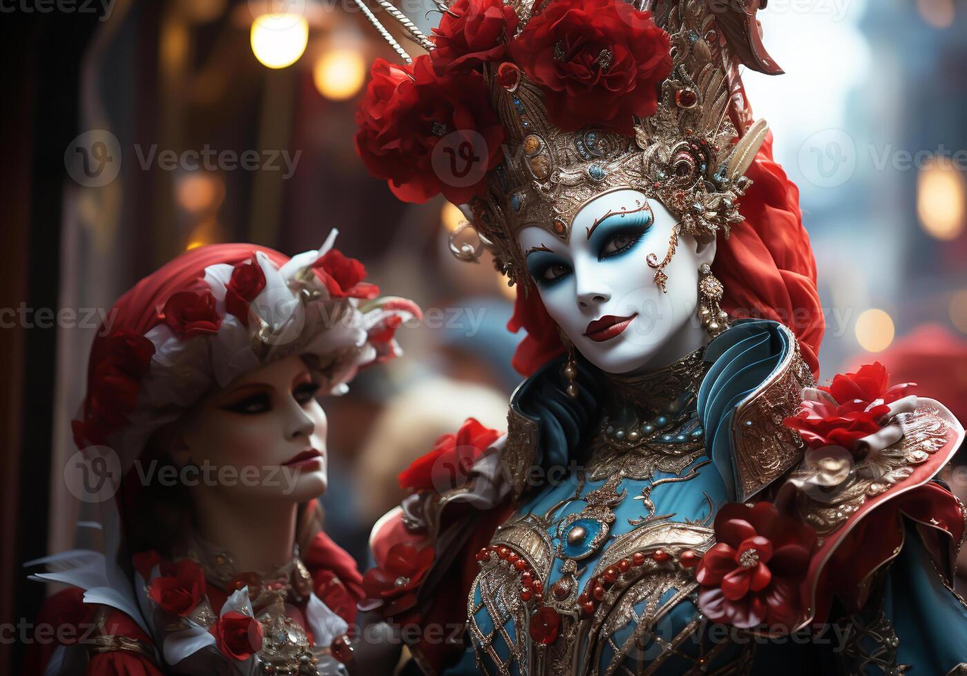 AI generated Venetian carnival mask. Tradition and glamour photo