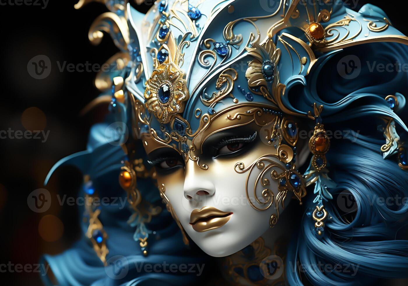 AI generated Venetian carnival mask. Tradition and glamour photo