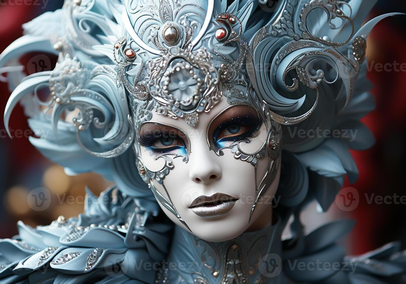 AI generated Venetian carnival costume mask. Tradition and glamour photo
