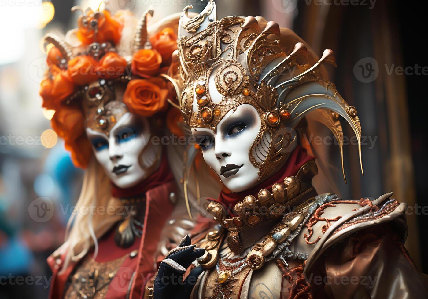 AI generated Venetian carnival mask. Tradition and glamour photo