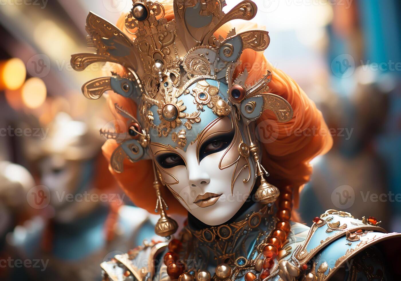 AI generated Venetian carnival mask. Tradition and glamour photo