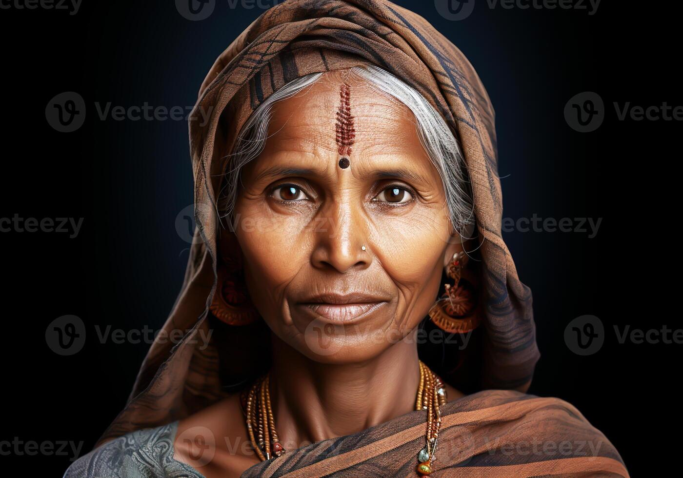 AI generated Elderly Indian woman. Woman's Day. Tradition and culture. photo