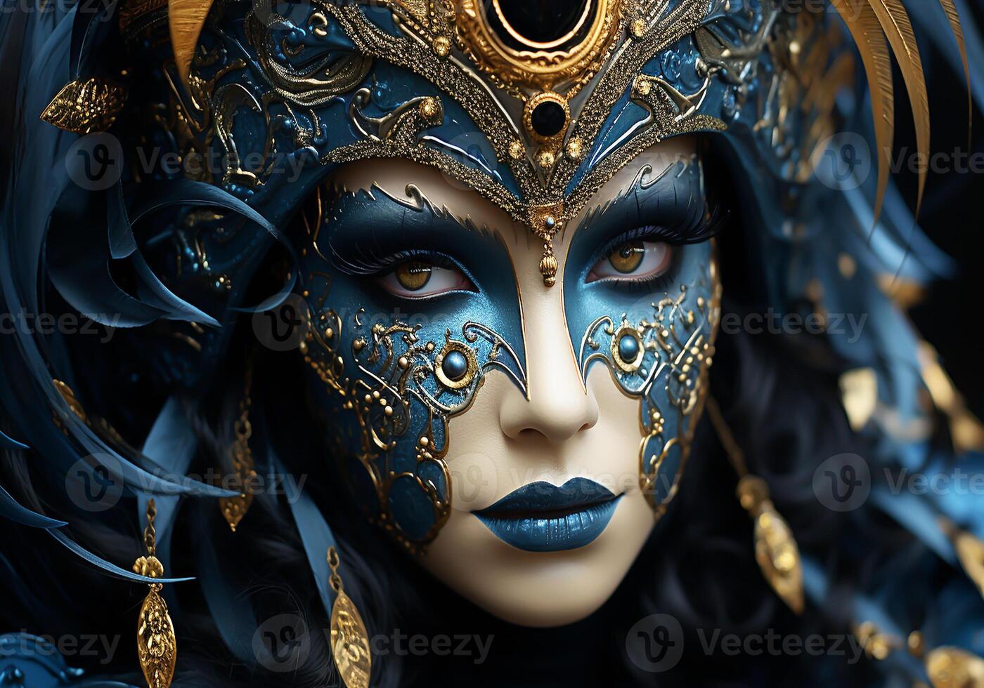 AI generated Venetian carnival mask. Tradition and glamour photo