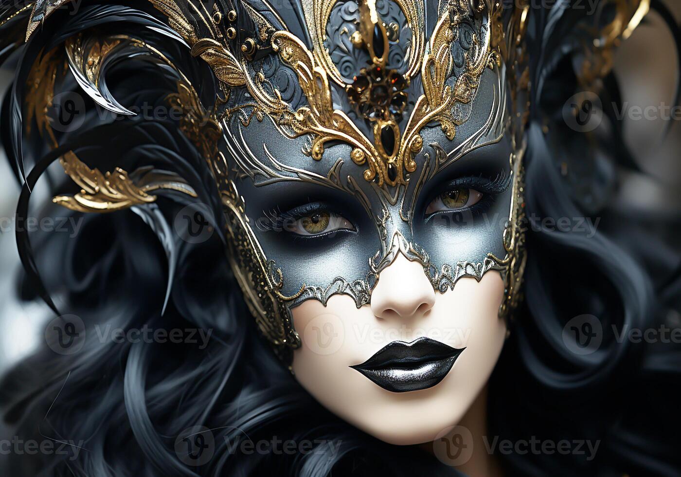 AI generated Venetian carnival mask. Tradition and glamour photo