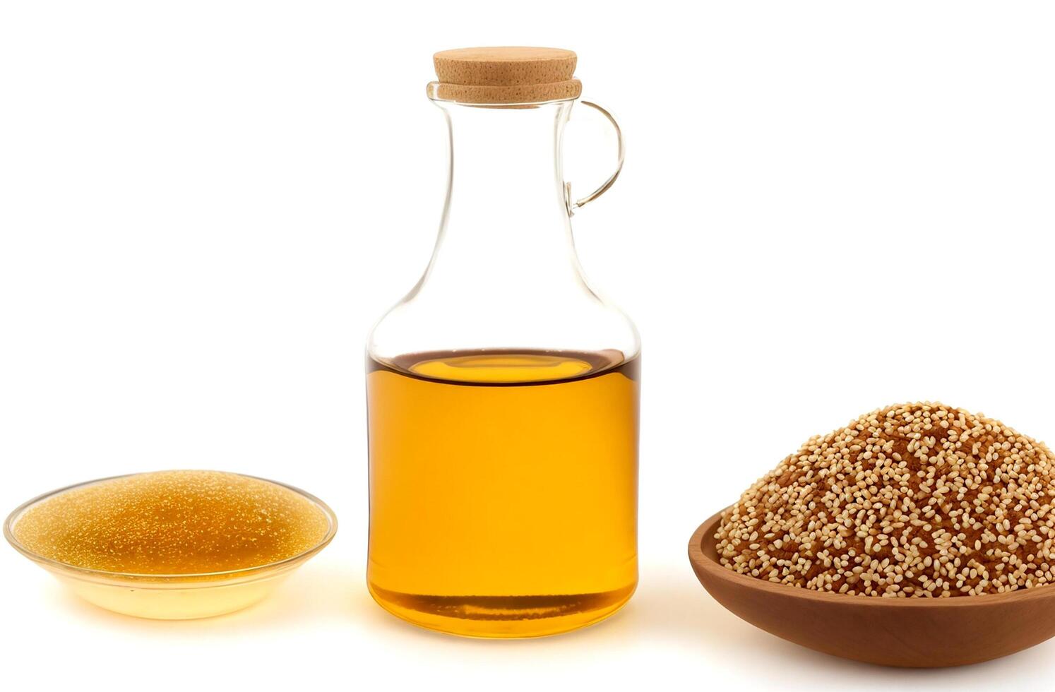 AI generated Sesame oil on white background photo
