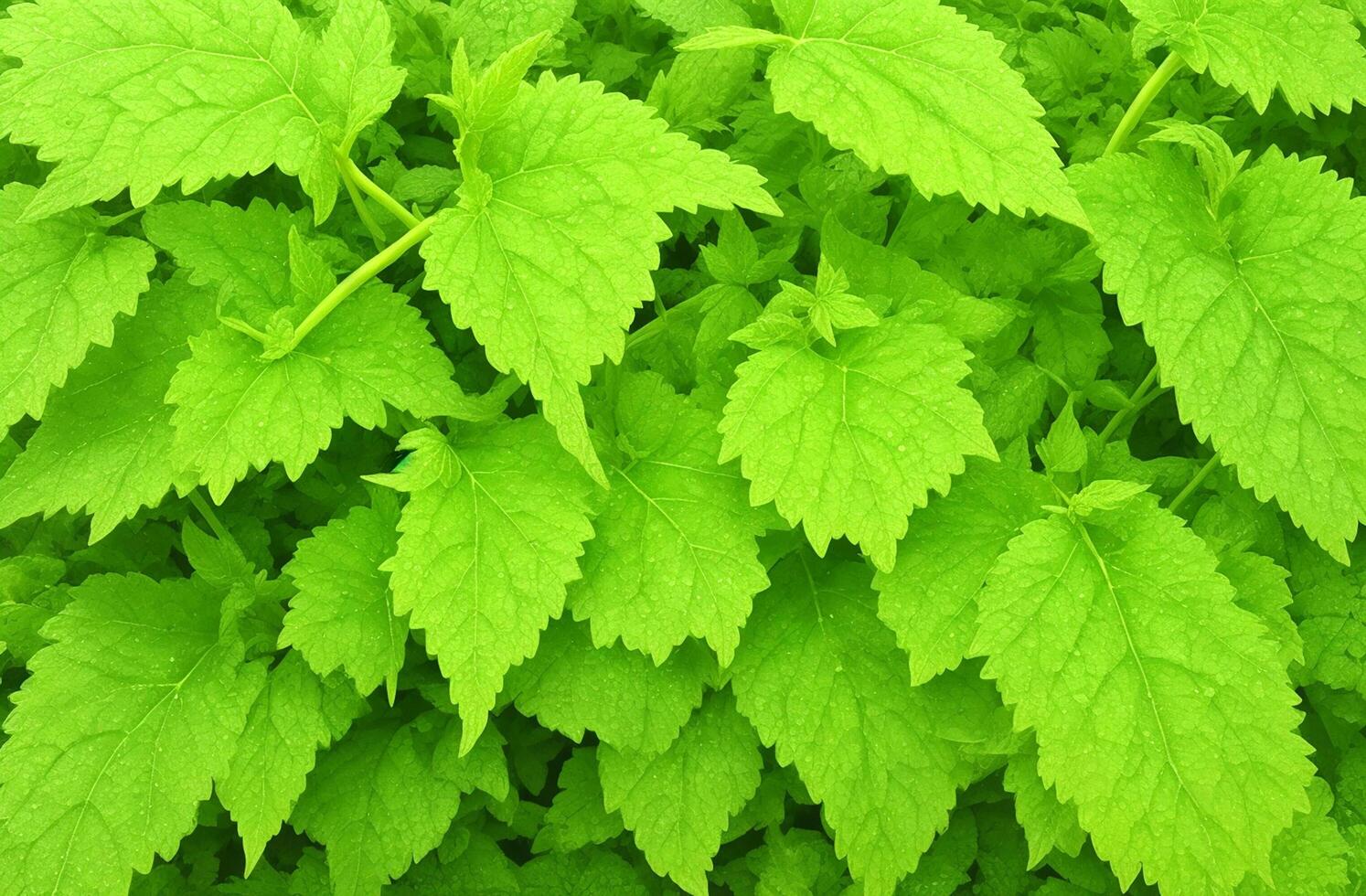 AI generated Nettle leaves on natural background photo