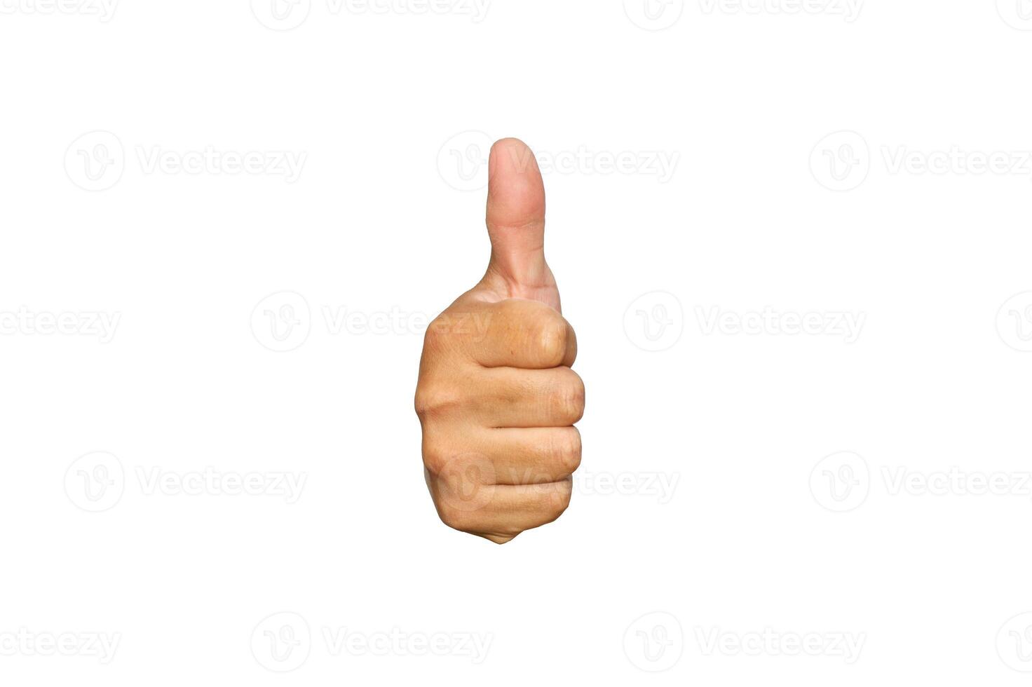 Thumbs expression on white background. photo