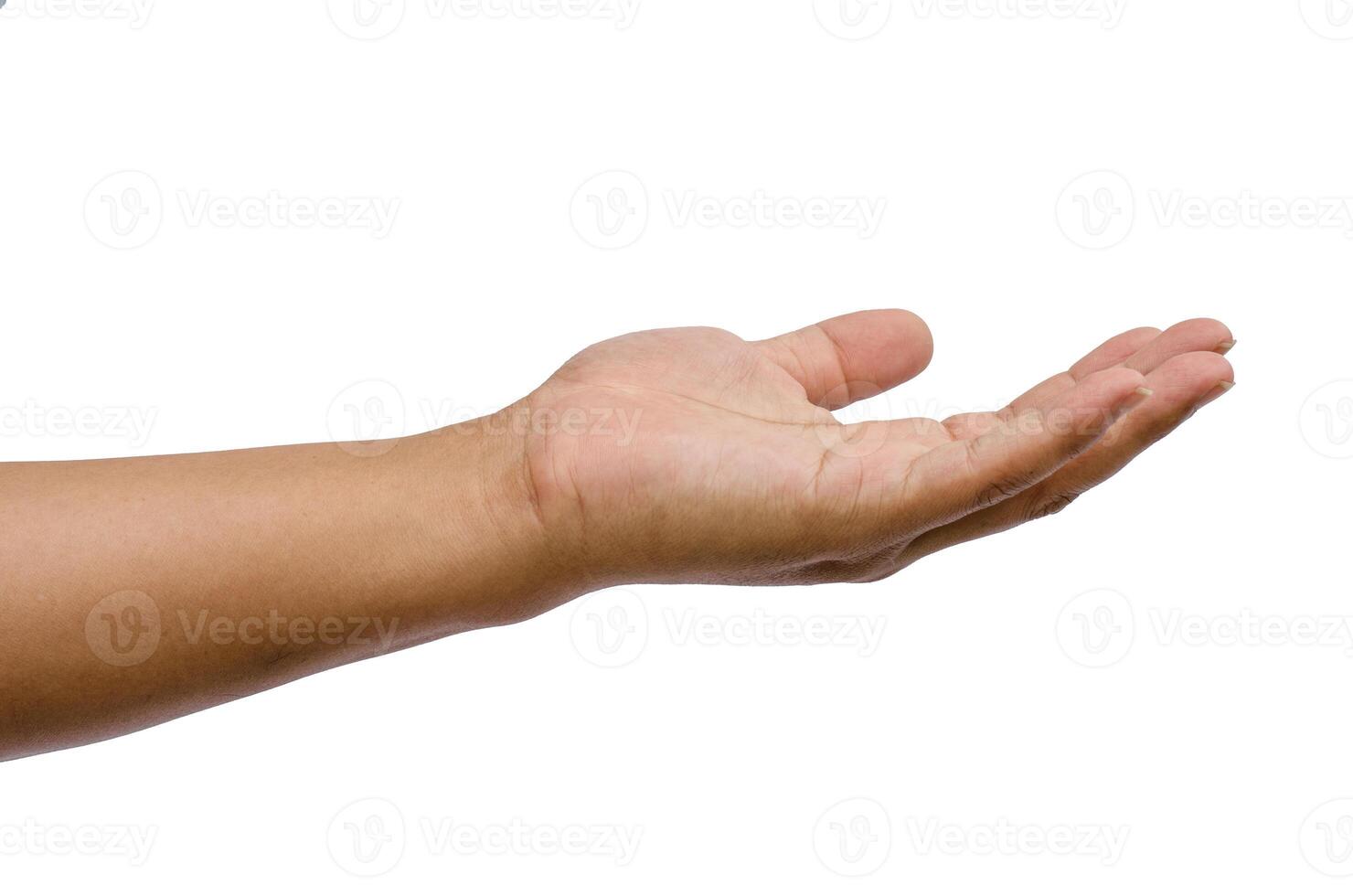 hand reaching for something isolated on a white background photo