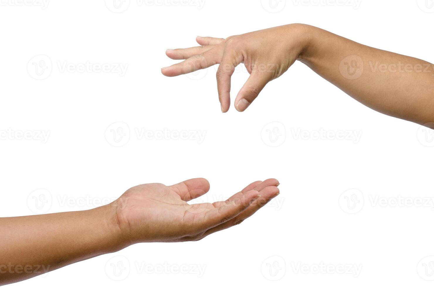 Hand gestures by two people. Expresses support for an opportunity to commensurate with others photo
