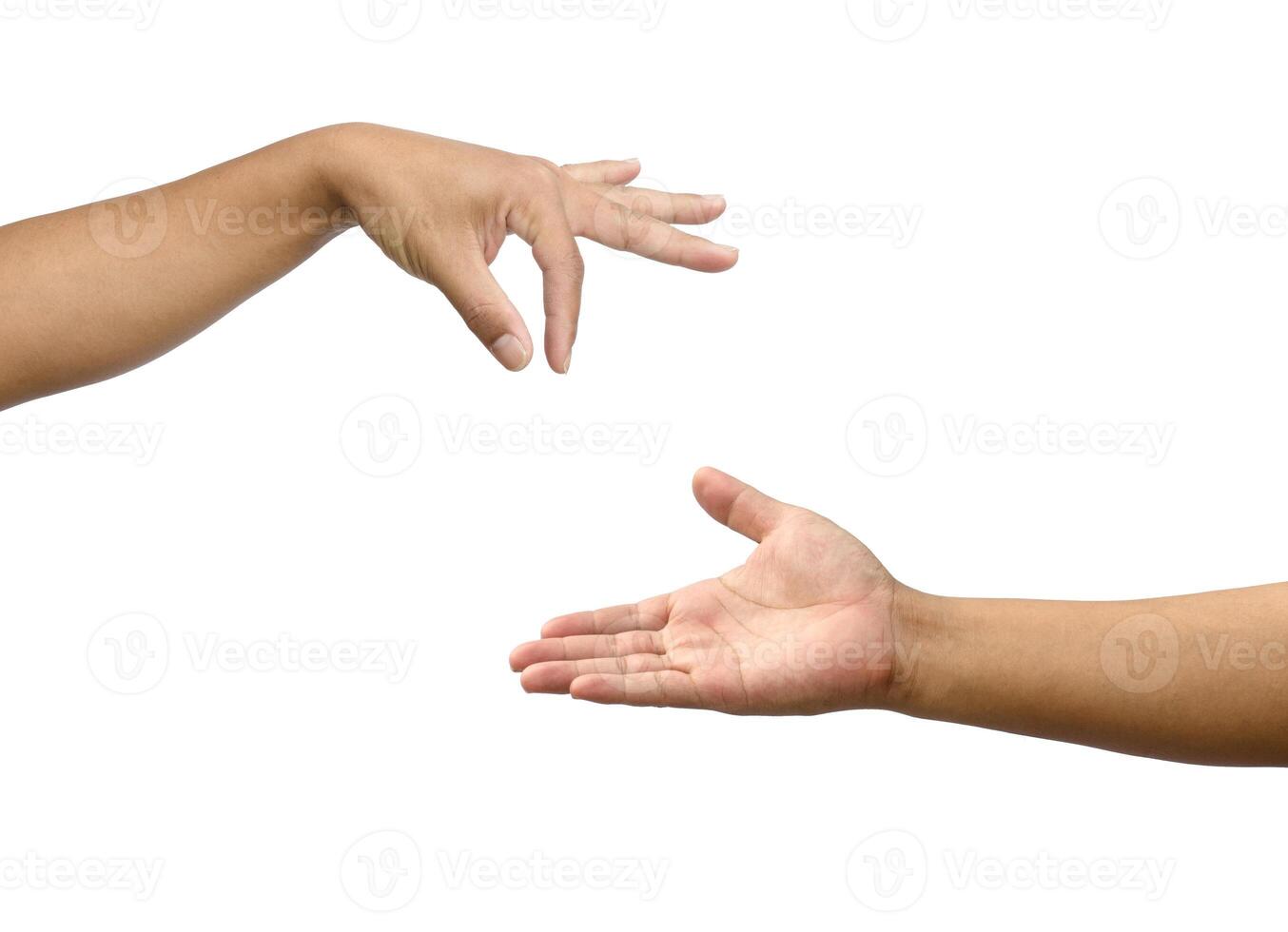 Hand gestures by two people. Expresses support for an opportunity to commensurate with others photo