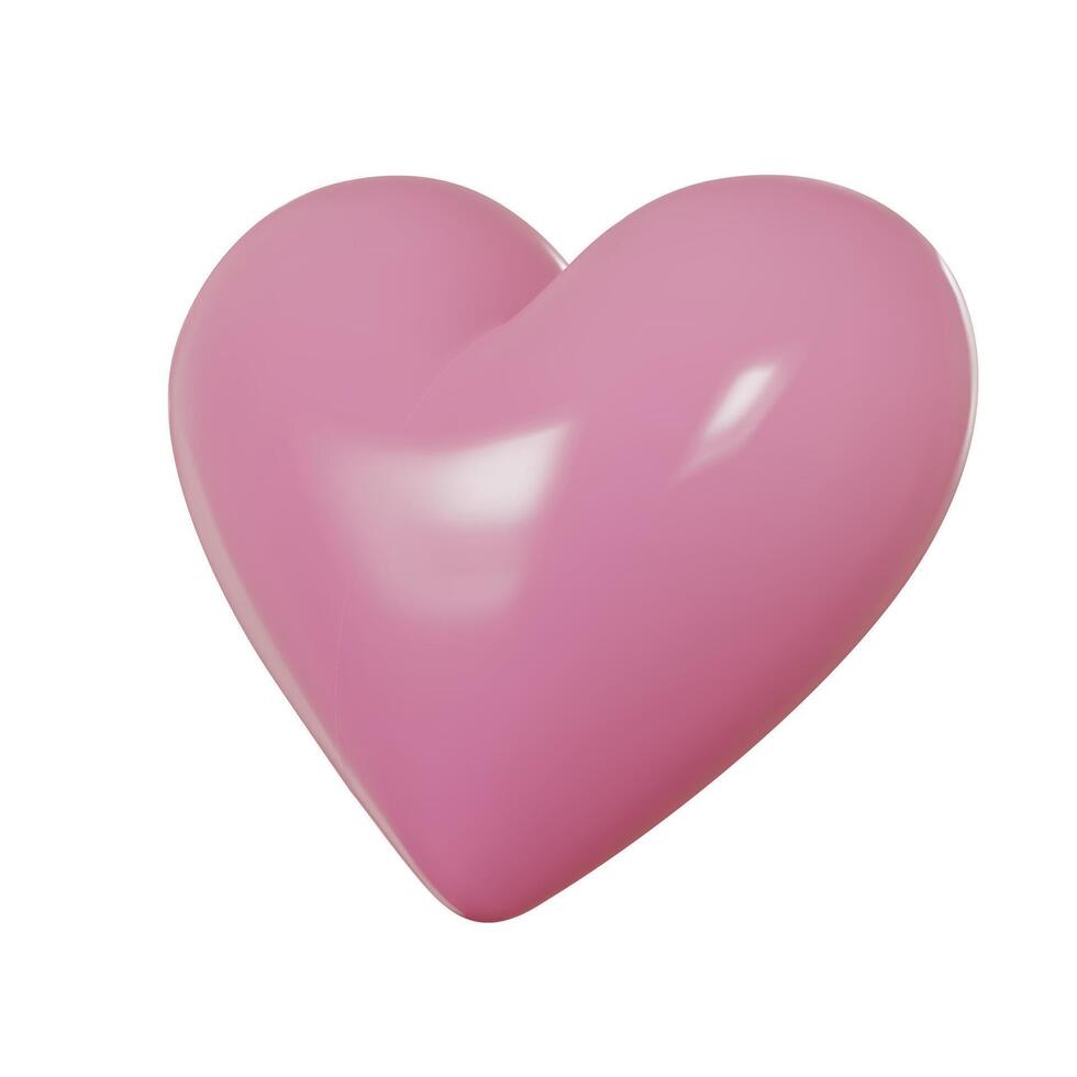 3d realistic pink heart. Valentines day card. Vector illustration