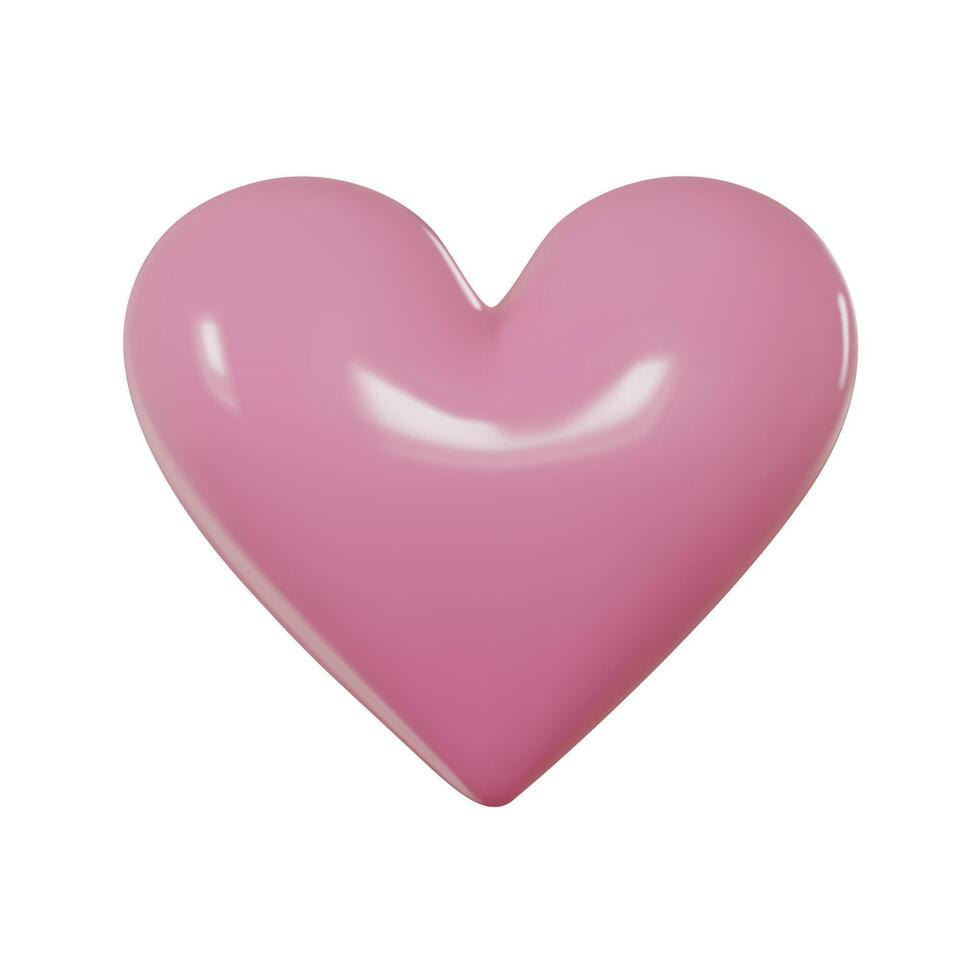 3d realistic pink heart. Valentines day card. Vector illustration