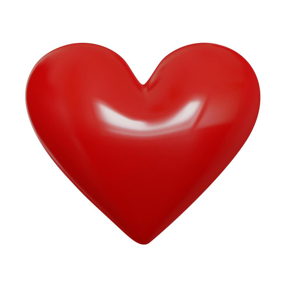 Realistic 3d Red heart, symbol love. Valentines day card. Render 3d isolated on white background. Vector illustration