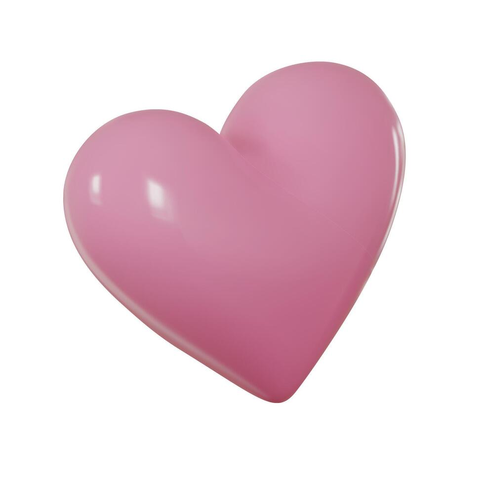 3d realistic pink heart. Valentines day card. Vector illustration