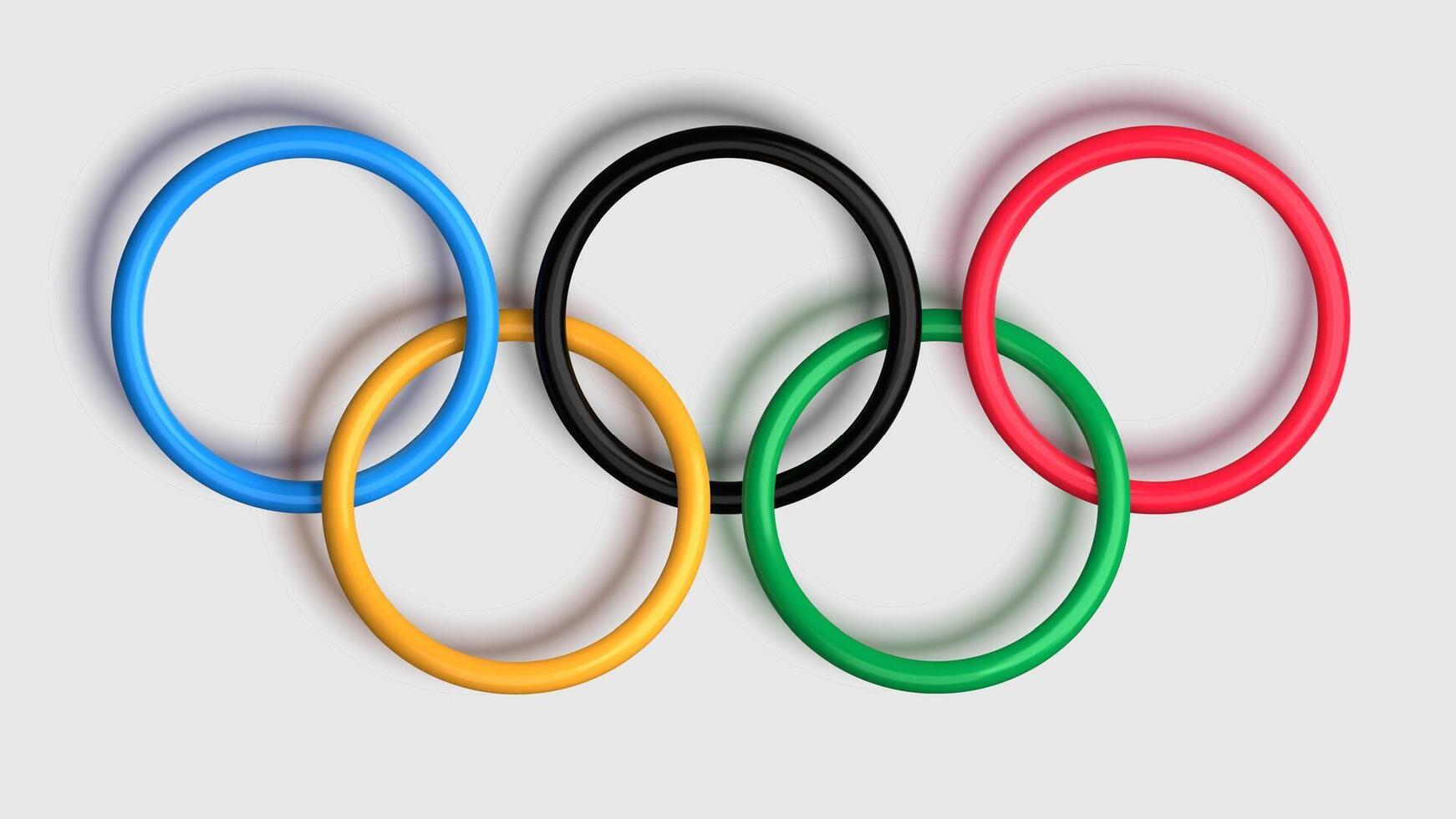 3d Olympic rings with shadow. Olympic Games logo. Vector illustration