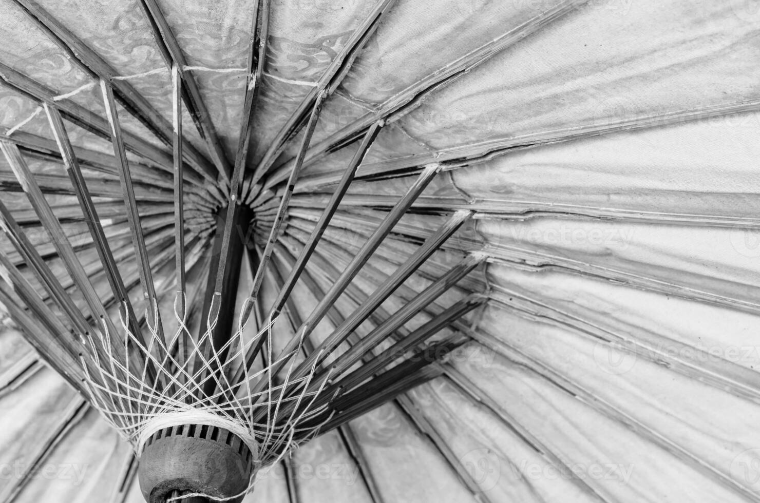 close up traditional umbrella of thailand - tone black and white photo