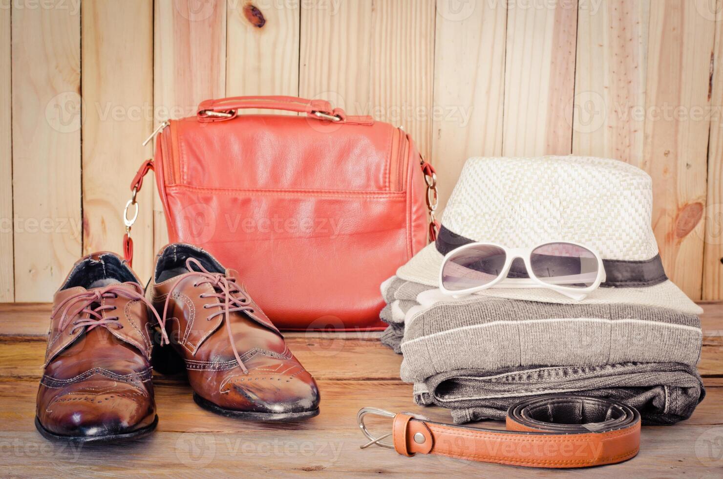 Travel accessories. Shirts, jeans, hats,shoes,bag, Belt,sunglasses,  ready for the trip photo