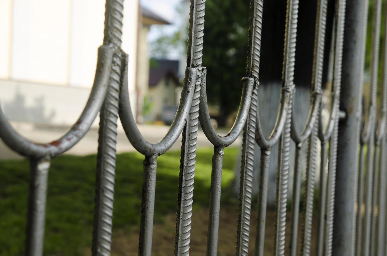 Close-up of a rebar fence photo