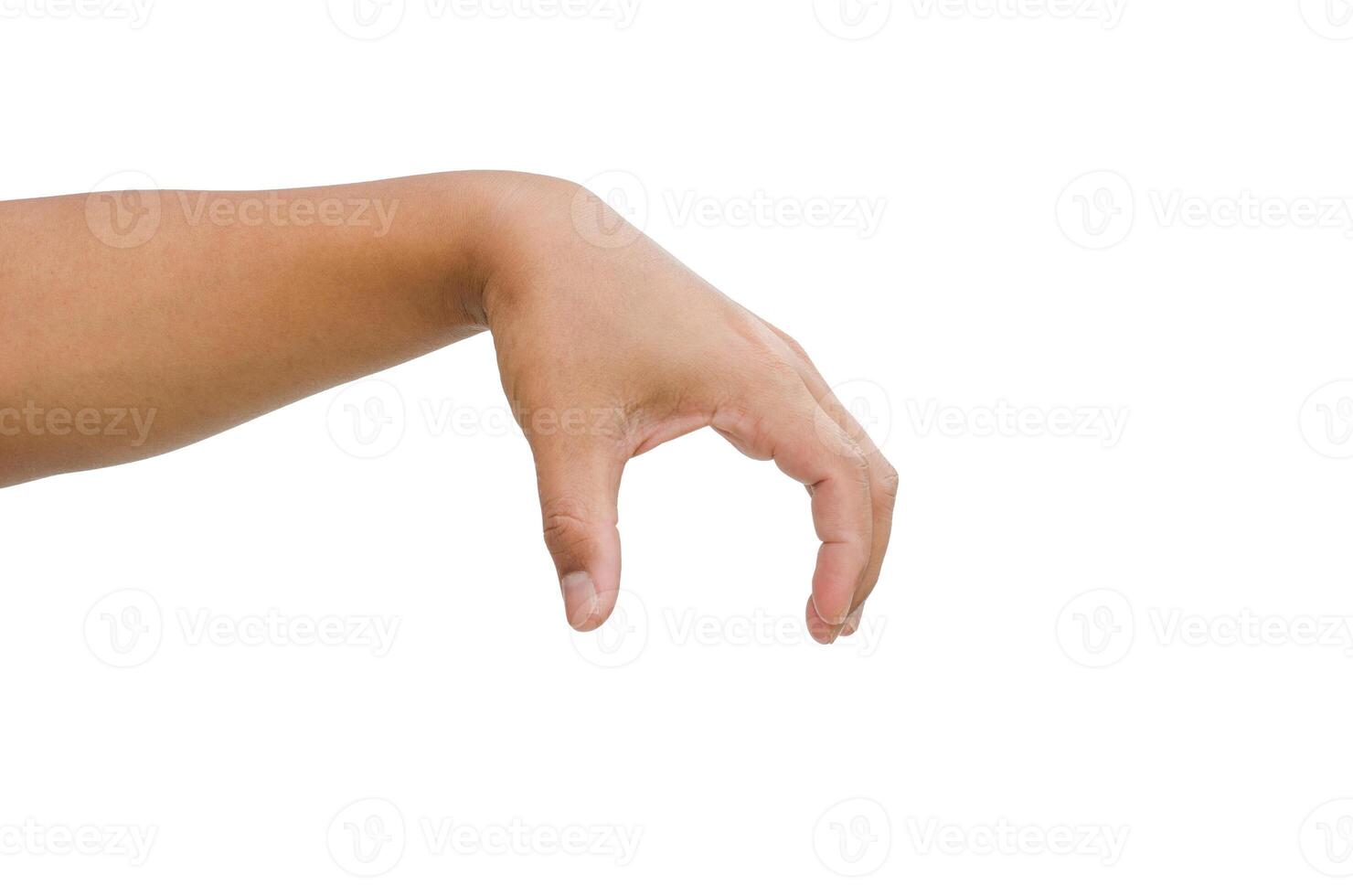 Hand gestures are captured something on a white background. photo