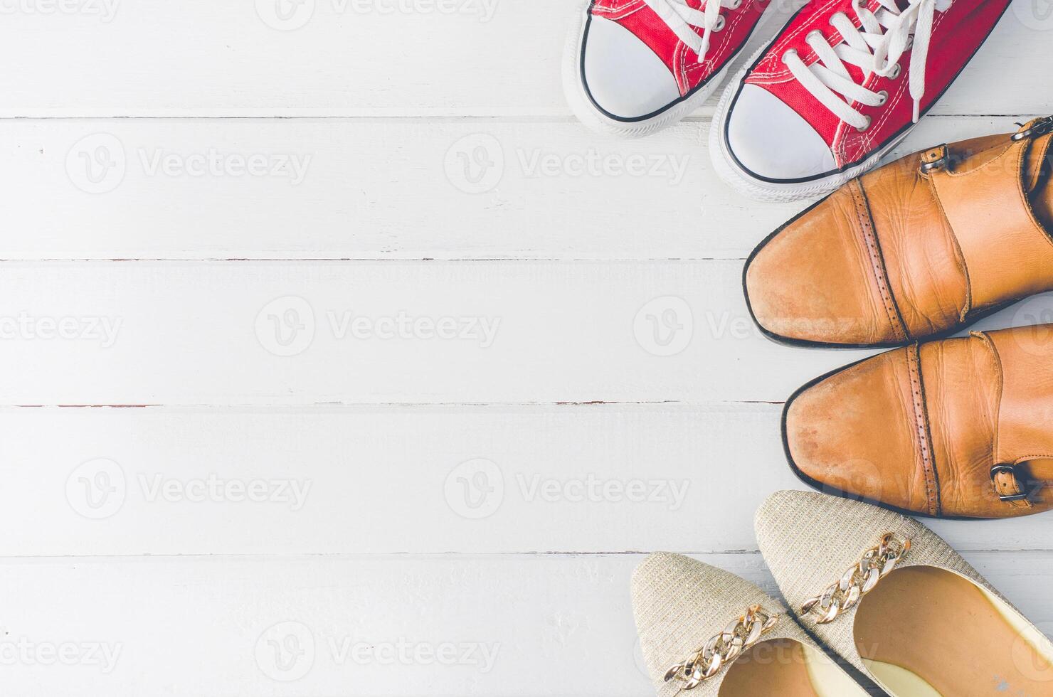 Placed on a white wooden shoe styles - lifestyles photo