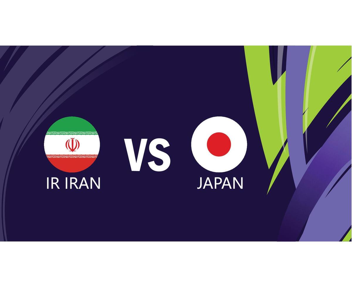 Iran And Japan Match Emblems Flags Asian Nations 2023 Teams Countries Asian Football Symbol Logo Design Vector Illustration