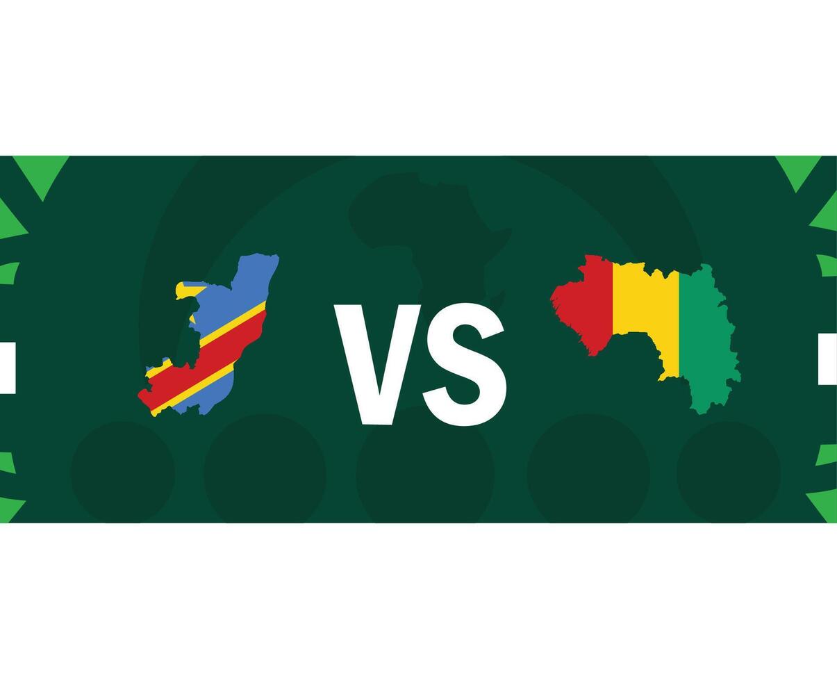 Dr congo y Guinea partido mapa banderas africano naciones 2023 emblemas equipos países africano fútbol americano símbolo logo diseño vector ilustración