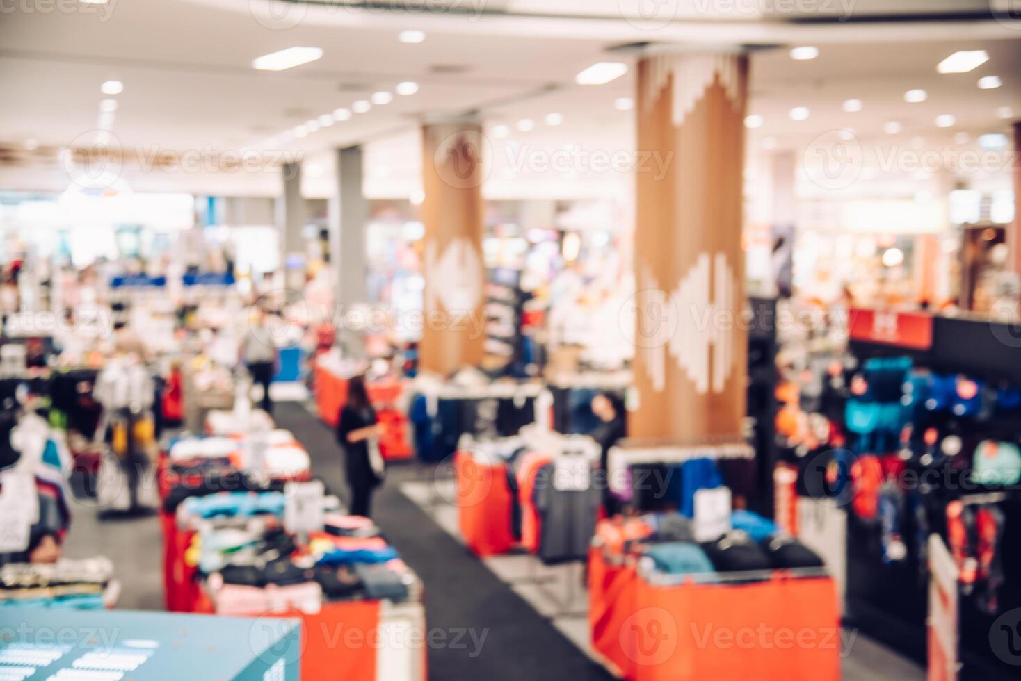Shopping mall top view blurred indoors with light for lifestyle concept photo