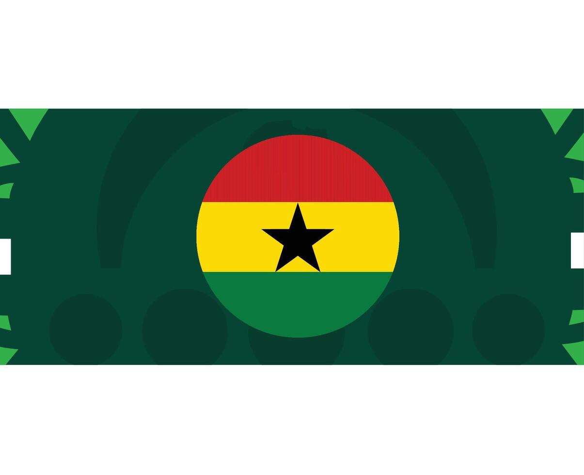 Ghana bandera emblema africano naciones 2023 equipos países africano fútbol americano símbolo logo diseño vector ilustración