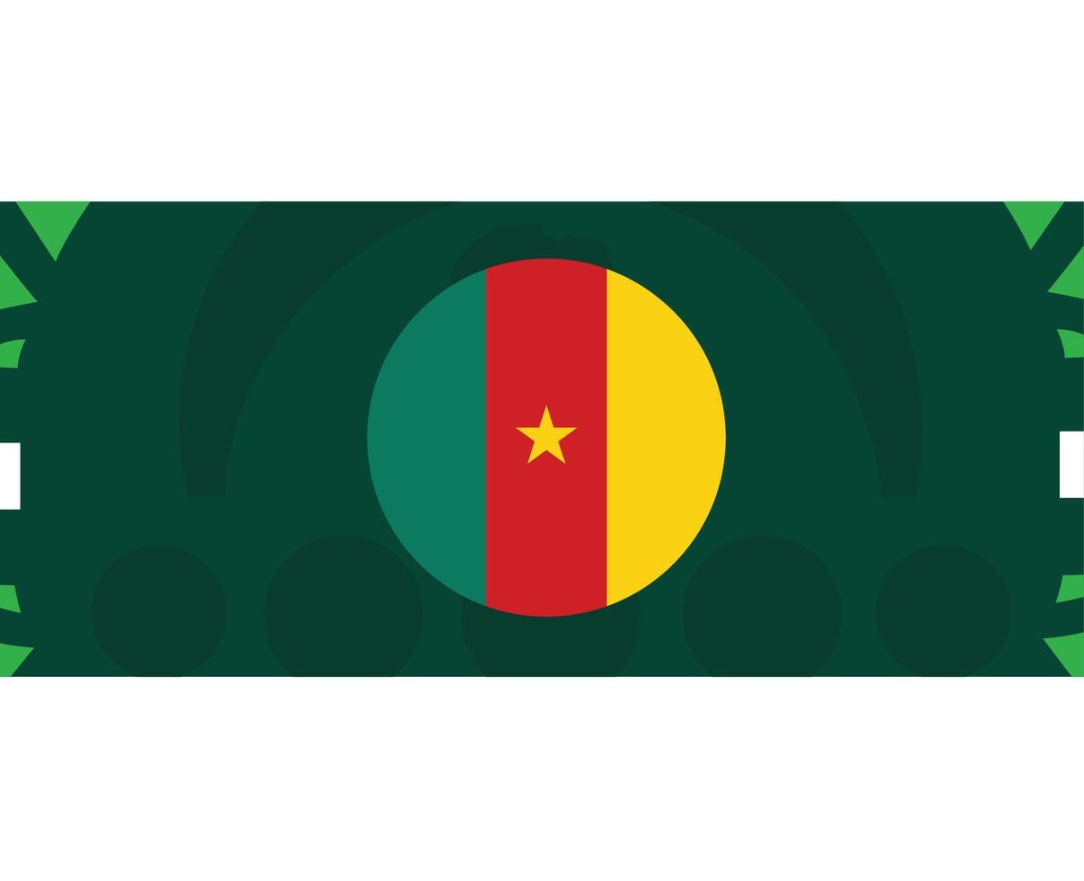 Camerún bandera emblema africano naciones 2023 equipos países africano fútbol americano símbolo logo diseño vector ilustración