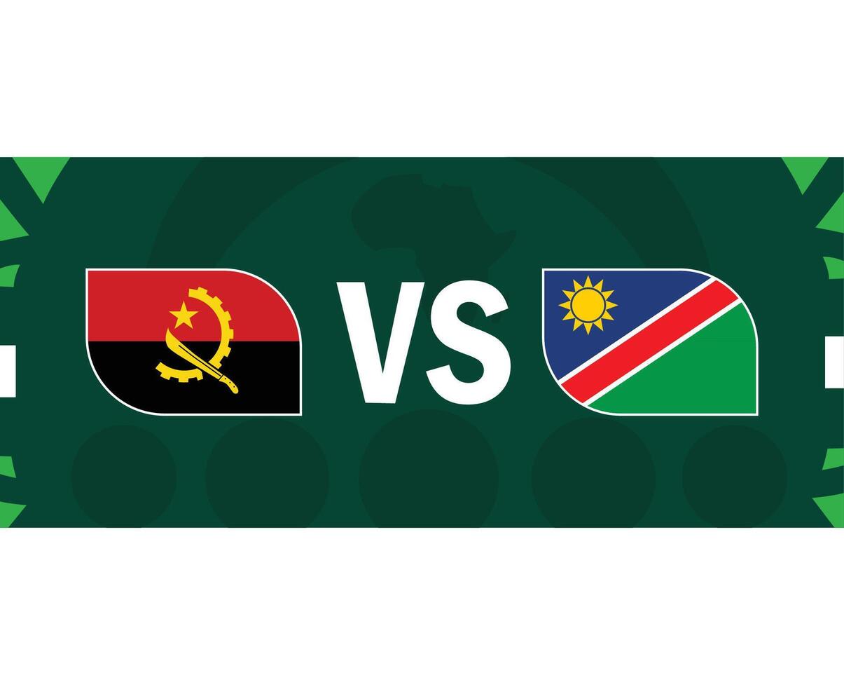 angola y Namibia bandera partido africano naciones 2023 emblema equipos países africano fútbol americano símbolo logo diseño vector ilustración