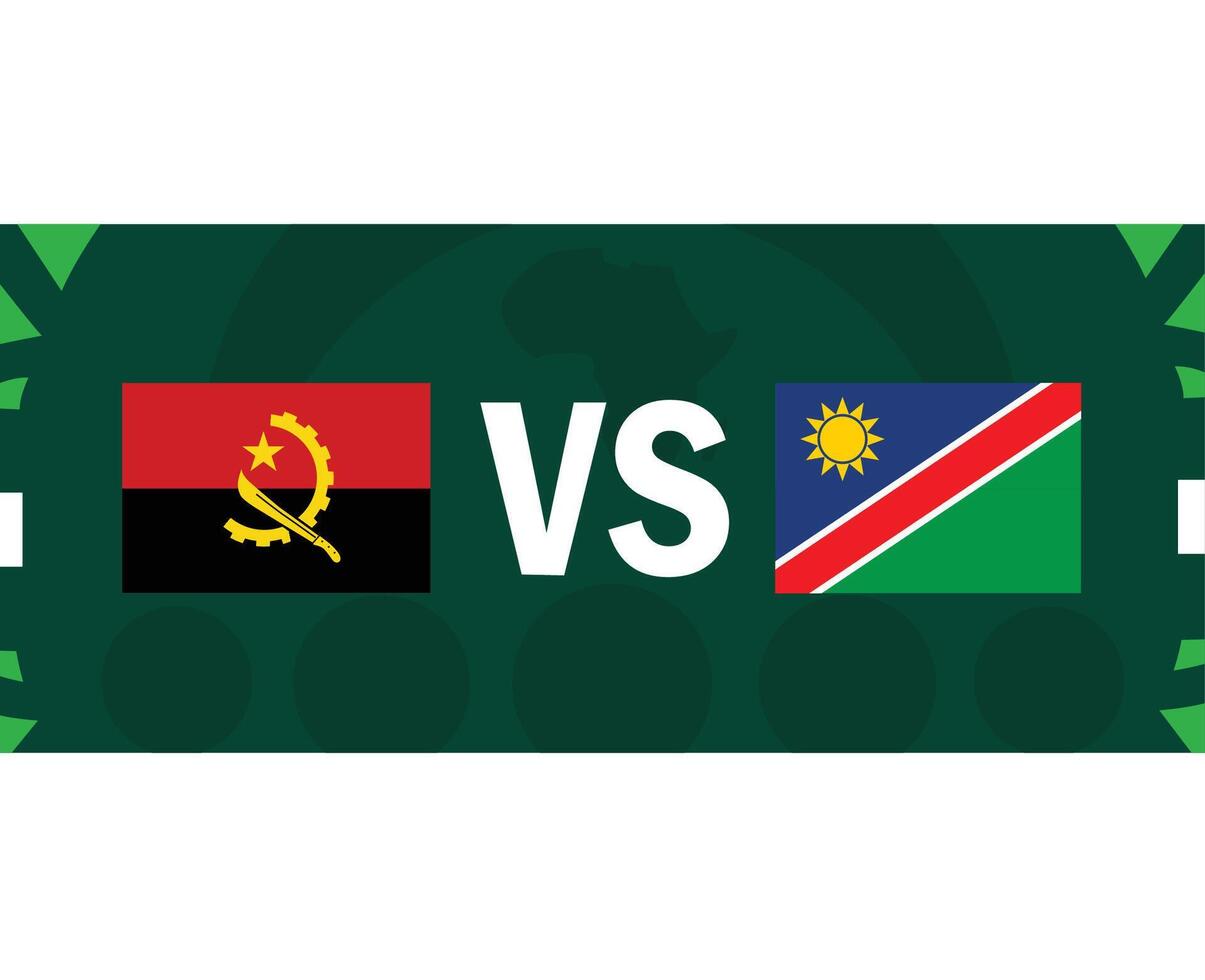 angola y Namibia partido banderas africano naciones 2023 emblemas equipos países africano fútbol americano símbolo logo diseño vector ilustración