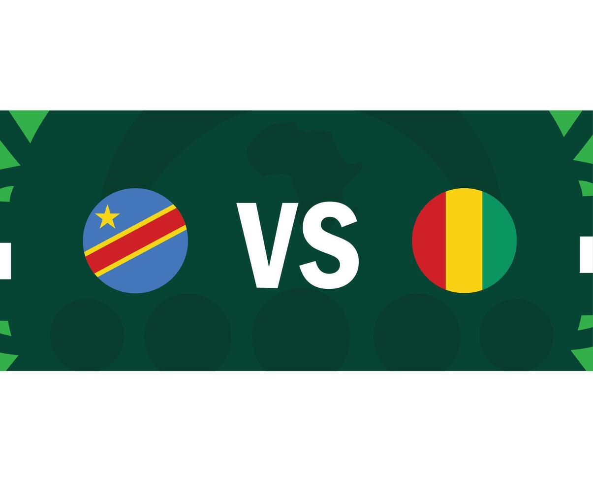 Dr congo y Guinea emblemas partido banderas africano naciones 2023 equipos países africano fútbol americano símbolo logo diseño vector ilustración