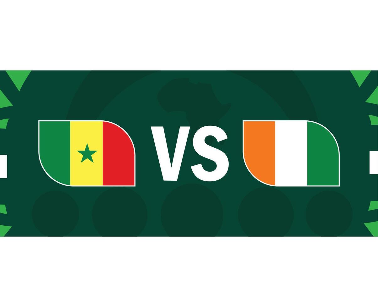 Senegal And Ivory Coast Flag Match African Nations 2023 Emblem Teams Countries African Football Symbol Logo Design Vector Illustration