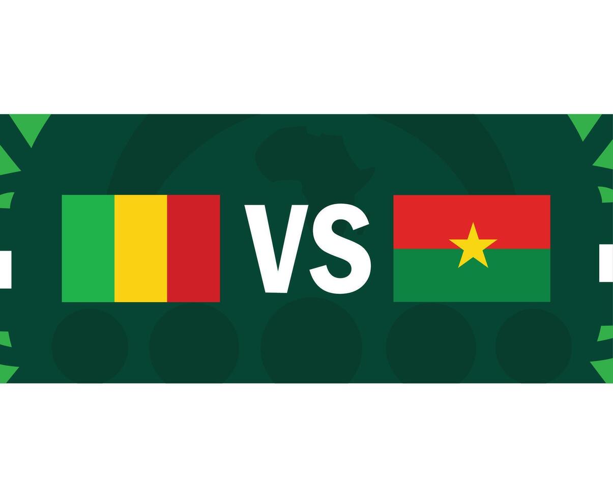 mali y burkina faso partido banderas africano naciones 2023 emblemas equipos países africano fútbol americano símbolo logo diseño vector ilustración