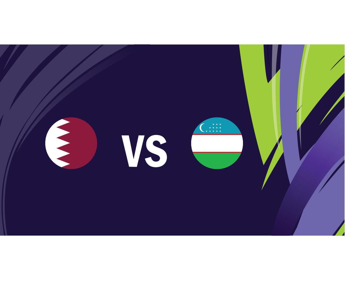 Qatar And Uzbekistan Match Flags Emblems Asian Nations 2023 Teams Countries Asian Football Symbol Logo Design Vector Illustration