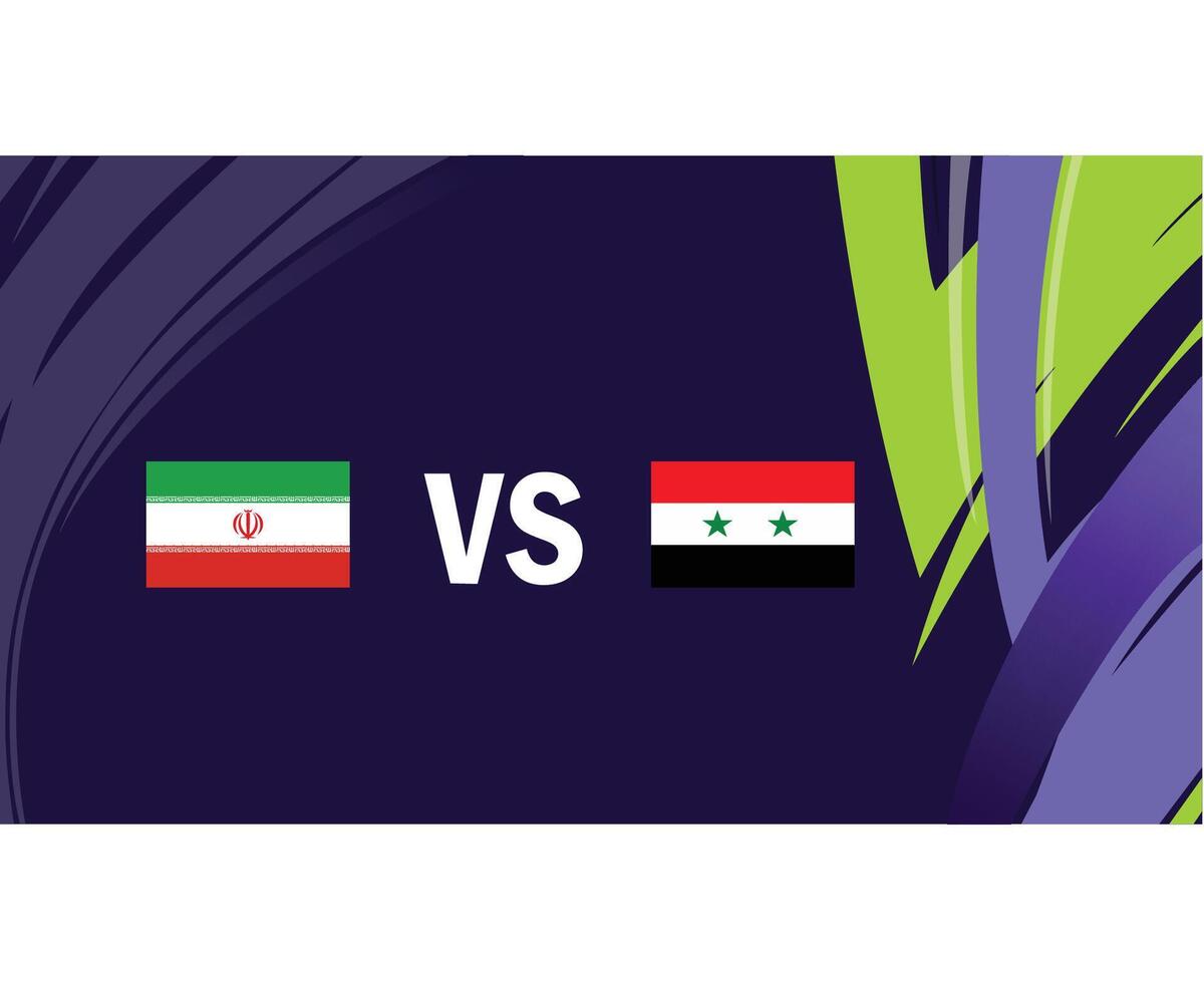 Iran And Syria Match Flags Asian Nations 2023 Emblems Teams Countries Asian Football Symbol Logo Design Vector Illustration